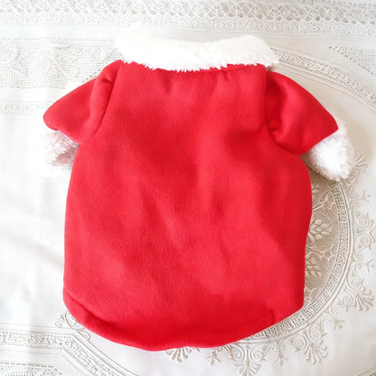 Funny Cat Costume For Christmas Festival Cute Santa Claus Cosplay Pet Jumpsuit