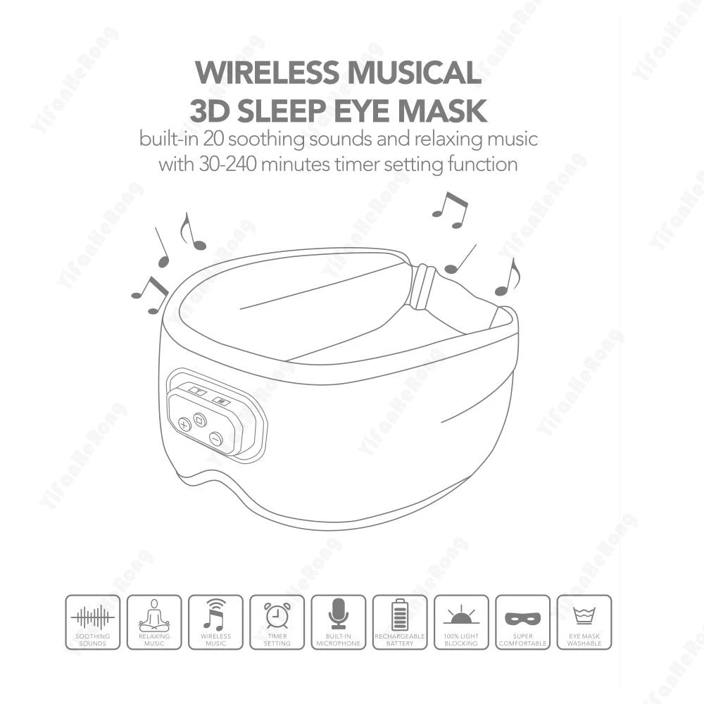 3D Bluetooth-compatible 5.2 Timed Sleep Eye Mask Earphones Built-in white Noise Music