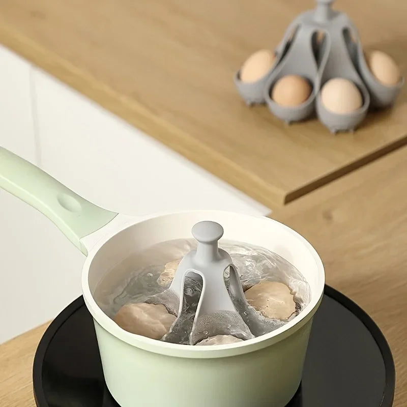 Soporte para huevos 4/6, cocedor de huevos de silicona resistente a altas temperaturas
