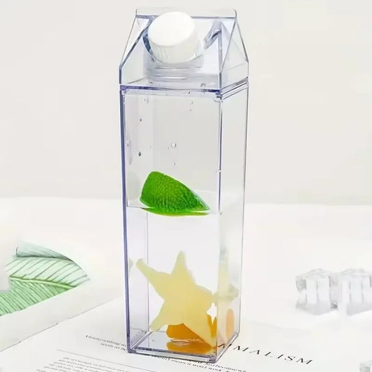 Vaso de agua con diseño de caja de leche transparente súper caliente de 500/1000 ml, estilo coreano