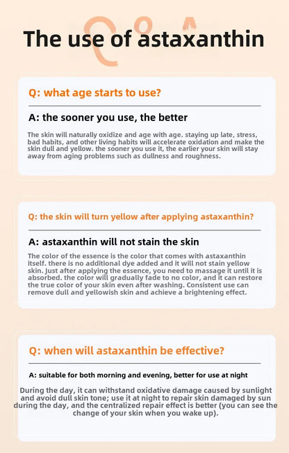 As ampolas faciais antirrugas de astaxantina removem manchas escuras e clareiam a melanina.