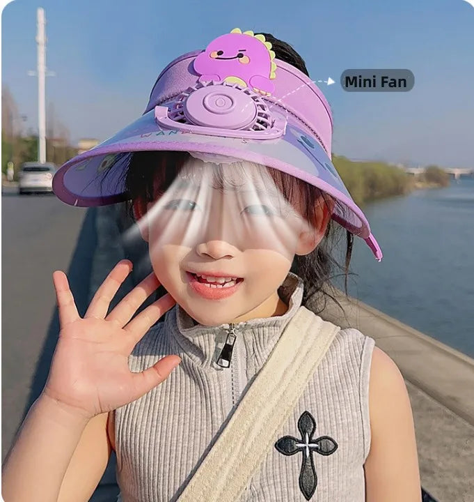 Children's Summer Sun Hat with Fan Sun Protection