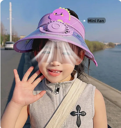 Children's Summer Sun Hat with Fan Sun Protection