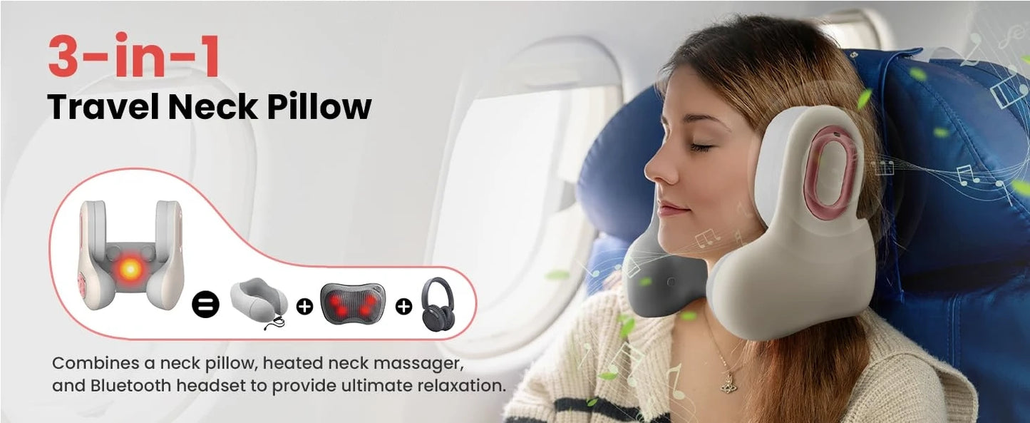 Neck Massager and Heat, U-Shape Memory Foam Airplane Pillows