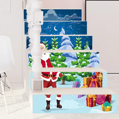 6PCS Christmas Staircase Background Cloth Xmas decoration 2025 Xmas