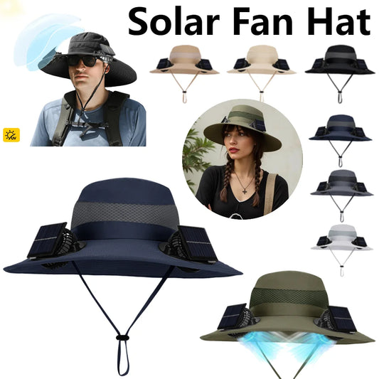 Outdoor Solar Multi-purpose Fan Cap Adjustable Three-speed Wind with USB Charging
