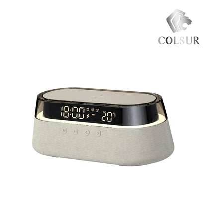 6-in-1 Smart Alarm Clock - 15W Wireless Charger, Bluetooth Speaker....