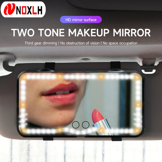LED Car Makeup Mirror Sun Visor HD Mirror Plate Rear Mirror Dimmable Touchscreen
