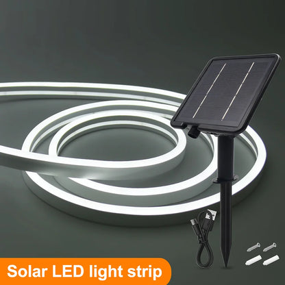 Solar LED Neon Strip Light 5m 10m DC 24V 120LED/m 2835 Flexible Lights 6x12mm Waterproofof