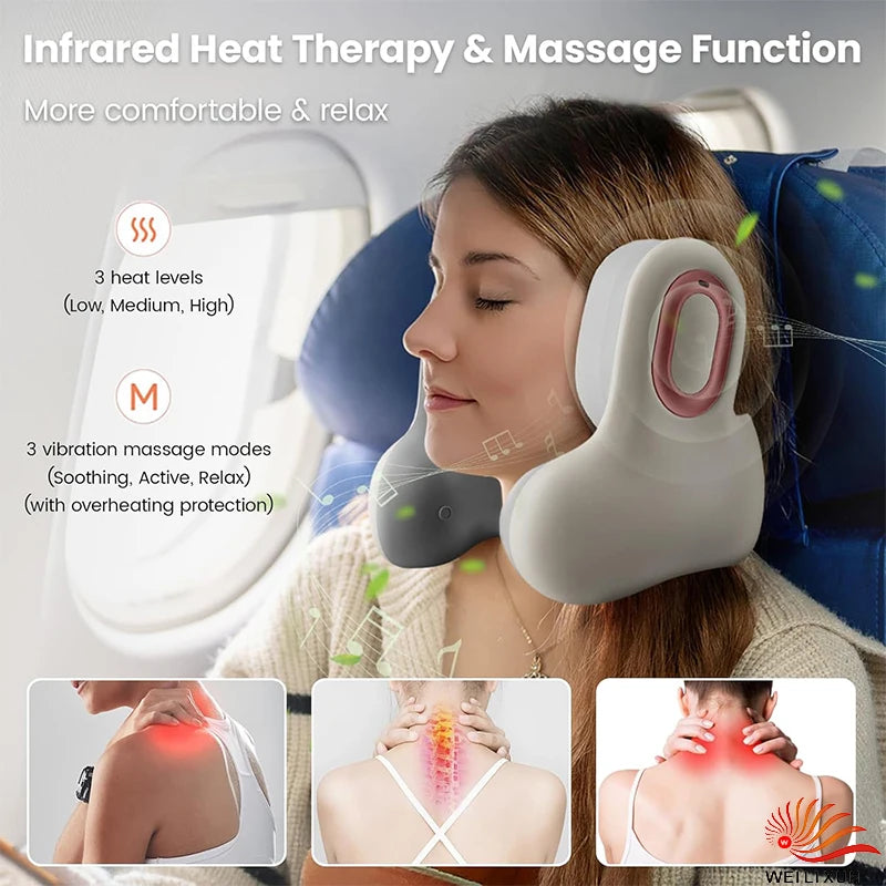 Neck Massager and Heat, U-Shape Memory Foam Airplane Pillows