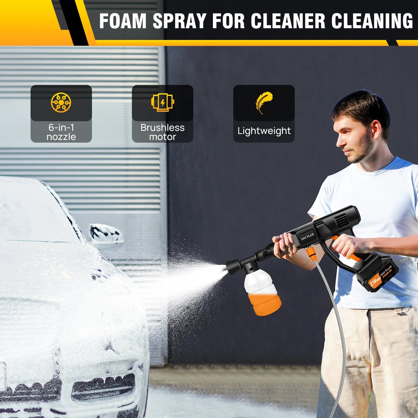 DayPlus Cordless Pressure Washer,6-in-1 Portable Pressure Washer