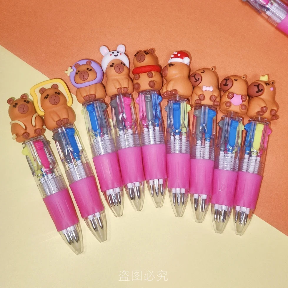 10Pcs/Lot Kawaii Capybara Mini 4 Colors Ballpoint Pens