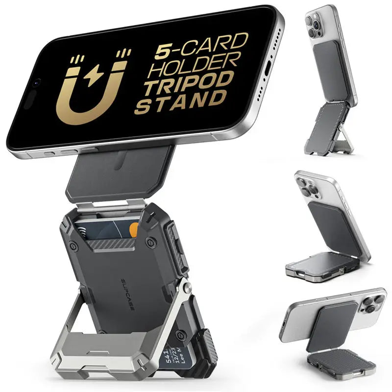 Soporte magnético tipo trípode SUPCASE con tarjetero para iPhone 16/15/14/13/12