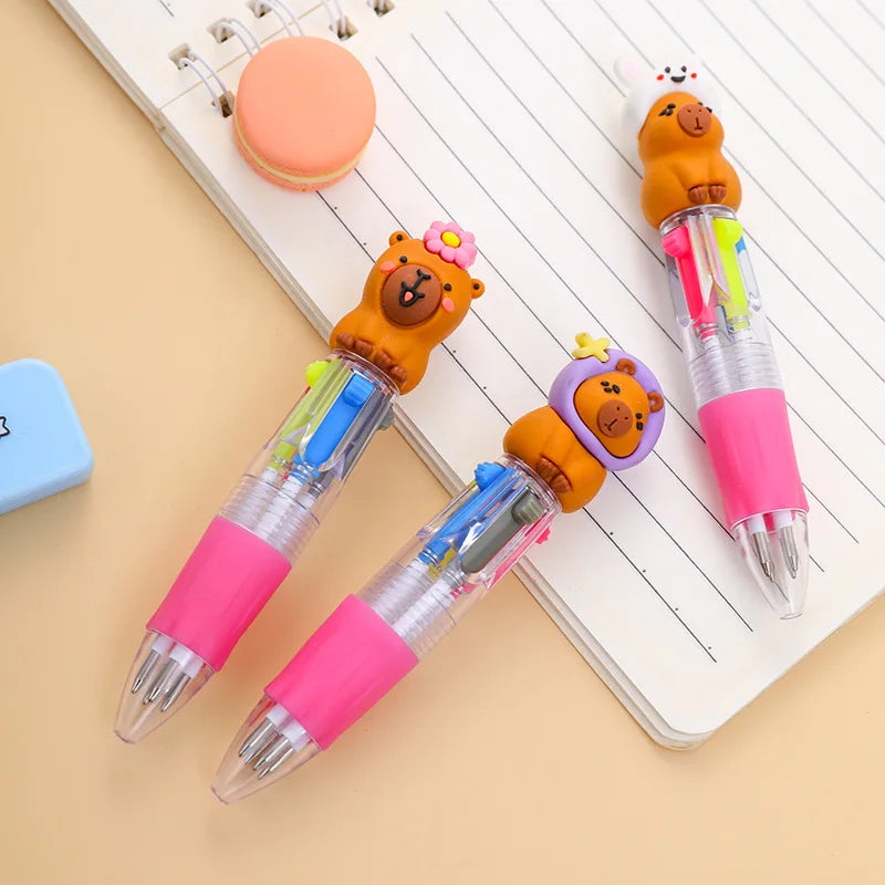 10Pcs/Lot Kawaii Capybara Mini 4 Colors Ballpoint Pens