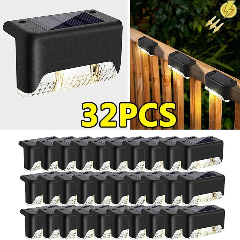 32/24/16/12/8/4 Uds. Luces solares de cubierta, impermeables para exteriores, luces LED para vallas, escalones de jardín