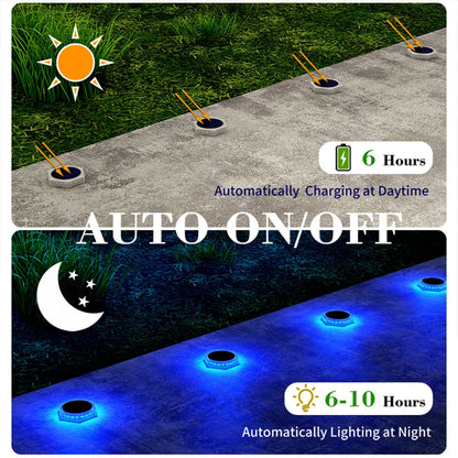 Solar Powered LED Outdoor Deck Lights IP68 Waterproof Automatic On/Off