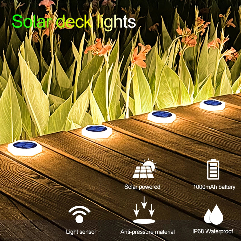 Solar Powered LED Outdoor Deck Lights IP68 Waterproof Automatic On/Off