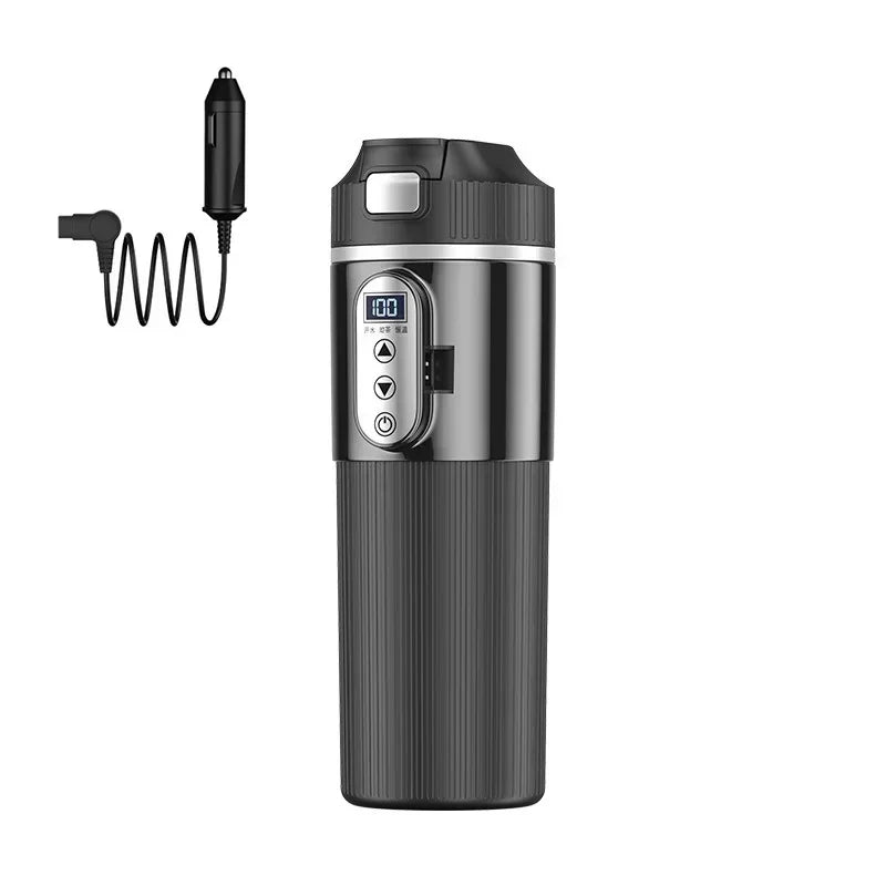 500ml Car Heating Cup Digital LCD Display Stainless Steel Electric Kettle Portable 12/24V
