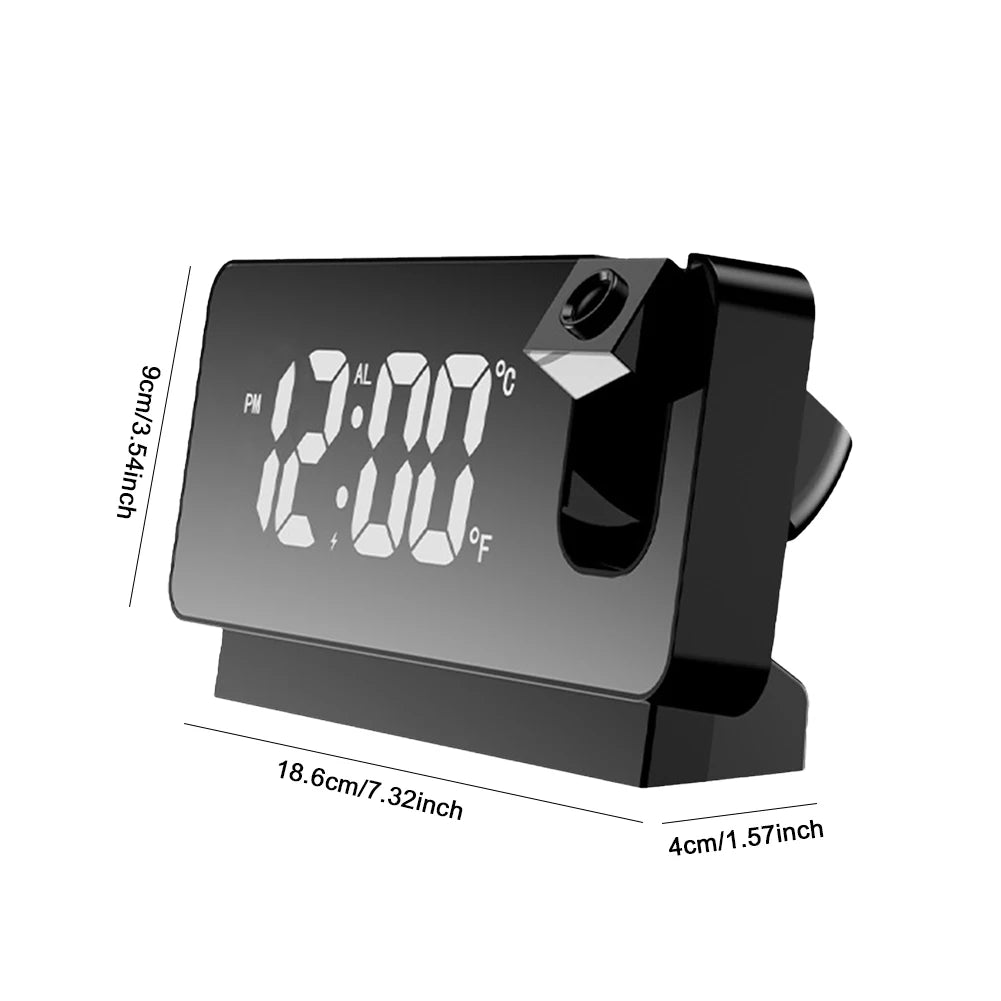Digital Projection Alarm Clock 180° Rotating Ceiling Wall Projector USB Powered LED