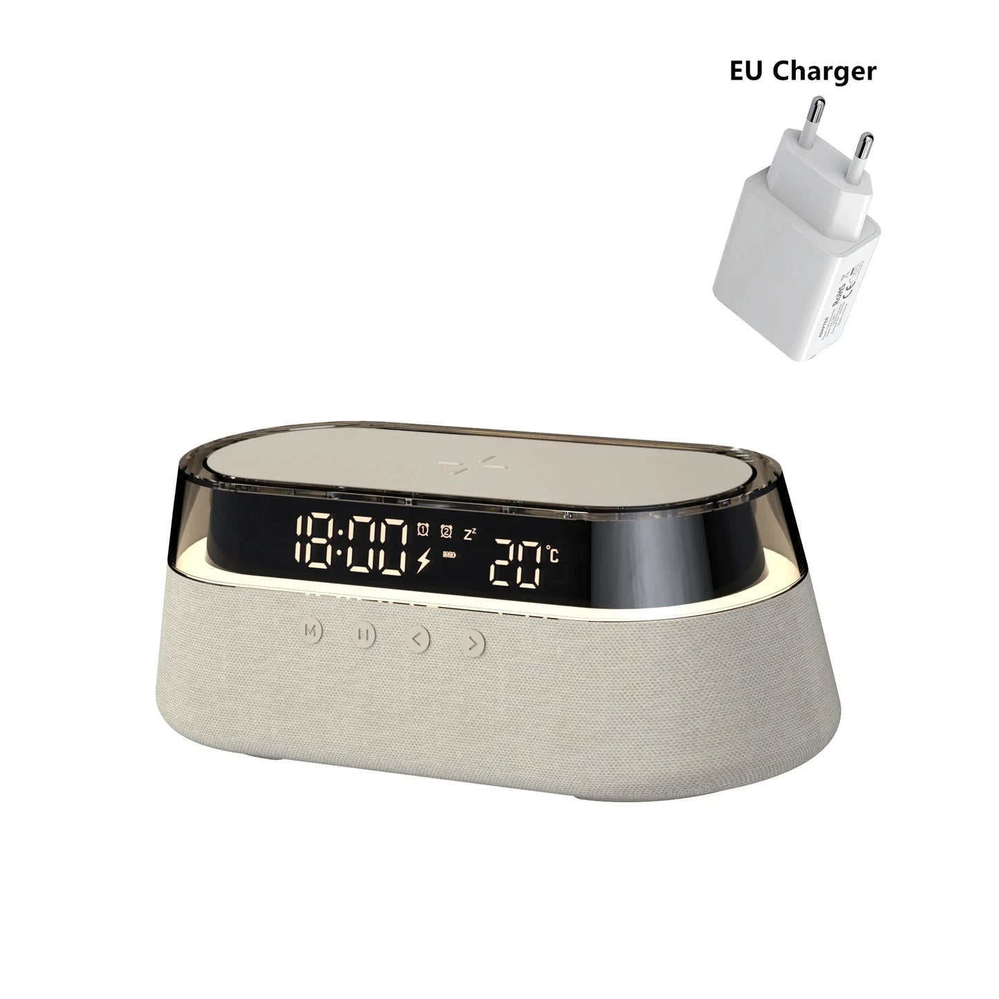 6-in-1 Smart Alarm Clock - 15W Wireless Charger, Bluetooth Speaker....