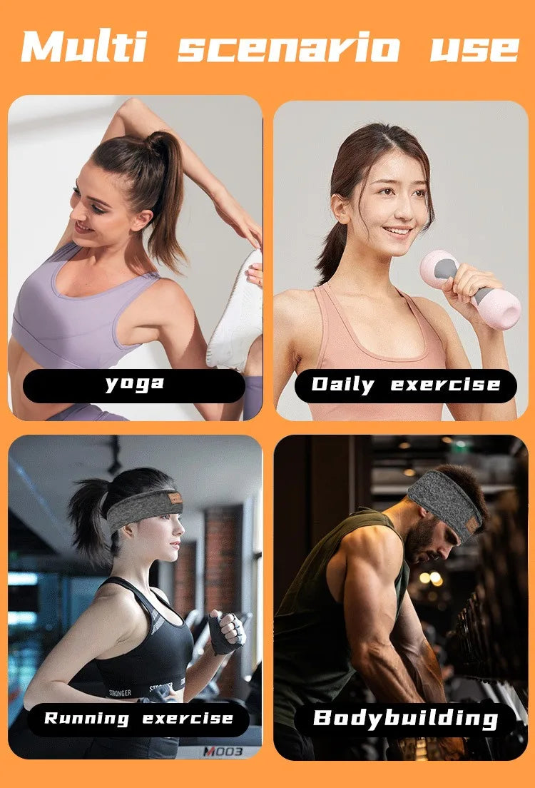 HYE Auriculares Bluetooth Deportivos Diadema Elástica Inalámbricos Música