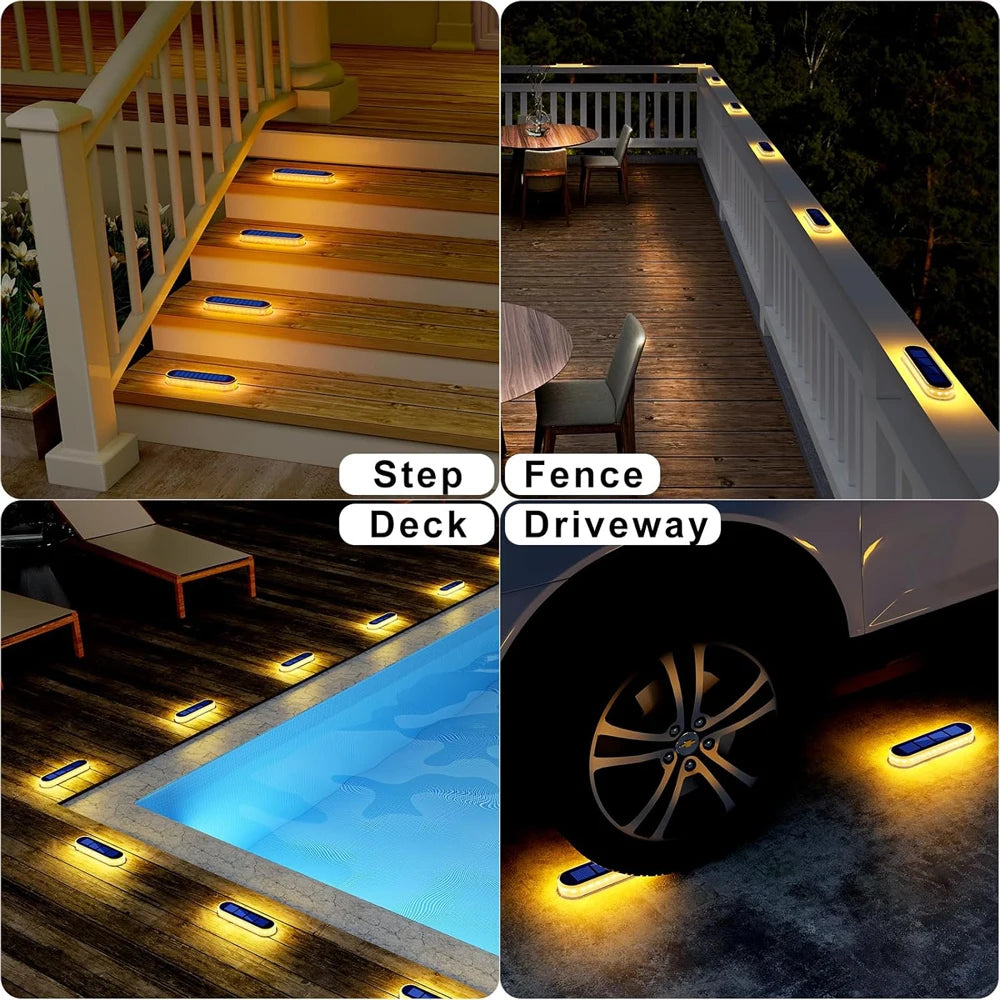 Solar Powered LED Outdoor Deck Lights IP68 Waterproof Automatic On/Off