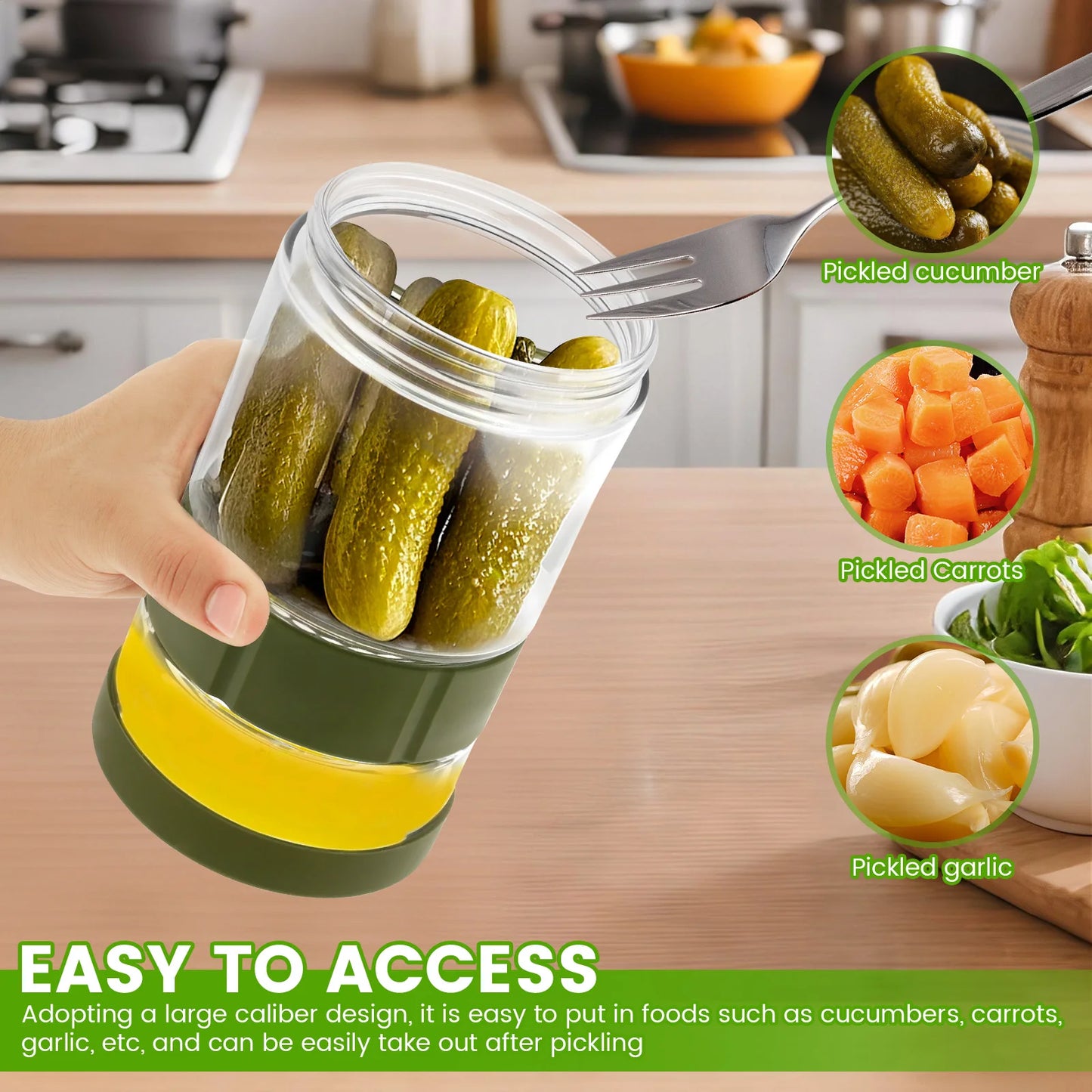 Glass Pickle Jar Dry Wet Separation Pickle and Olive Jar Upside Down