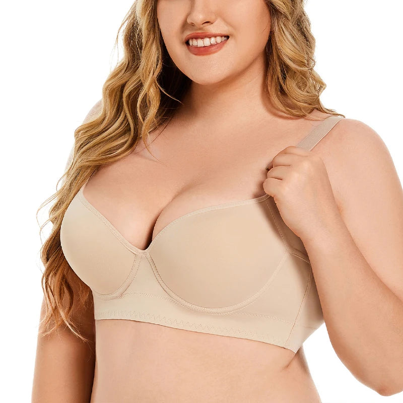 Women Full Coverage Push Up Bra Underwire Sculpting Uplift Shapewear Deep Cup