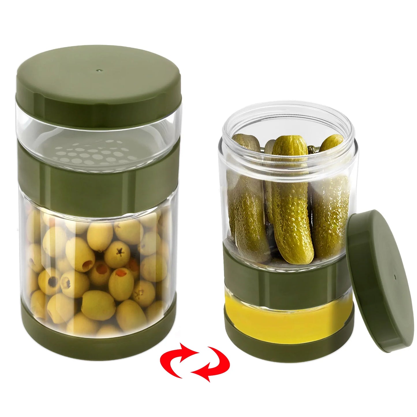 Glass Pickle Jar Dry Wet Separation Pickle and Olive Jar Upside Down