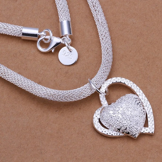925 Sterling Silver Necklace Gorgeous Charm Fashion  Heart Wedding Lady