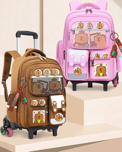 Children Trolley backpack wheels Student High capacity School bags