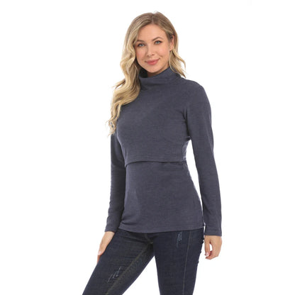 Autumn Winter Maternity Clothes Turtleneck Warm Long Sleeve