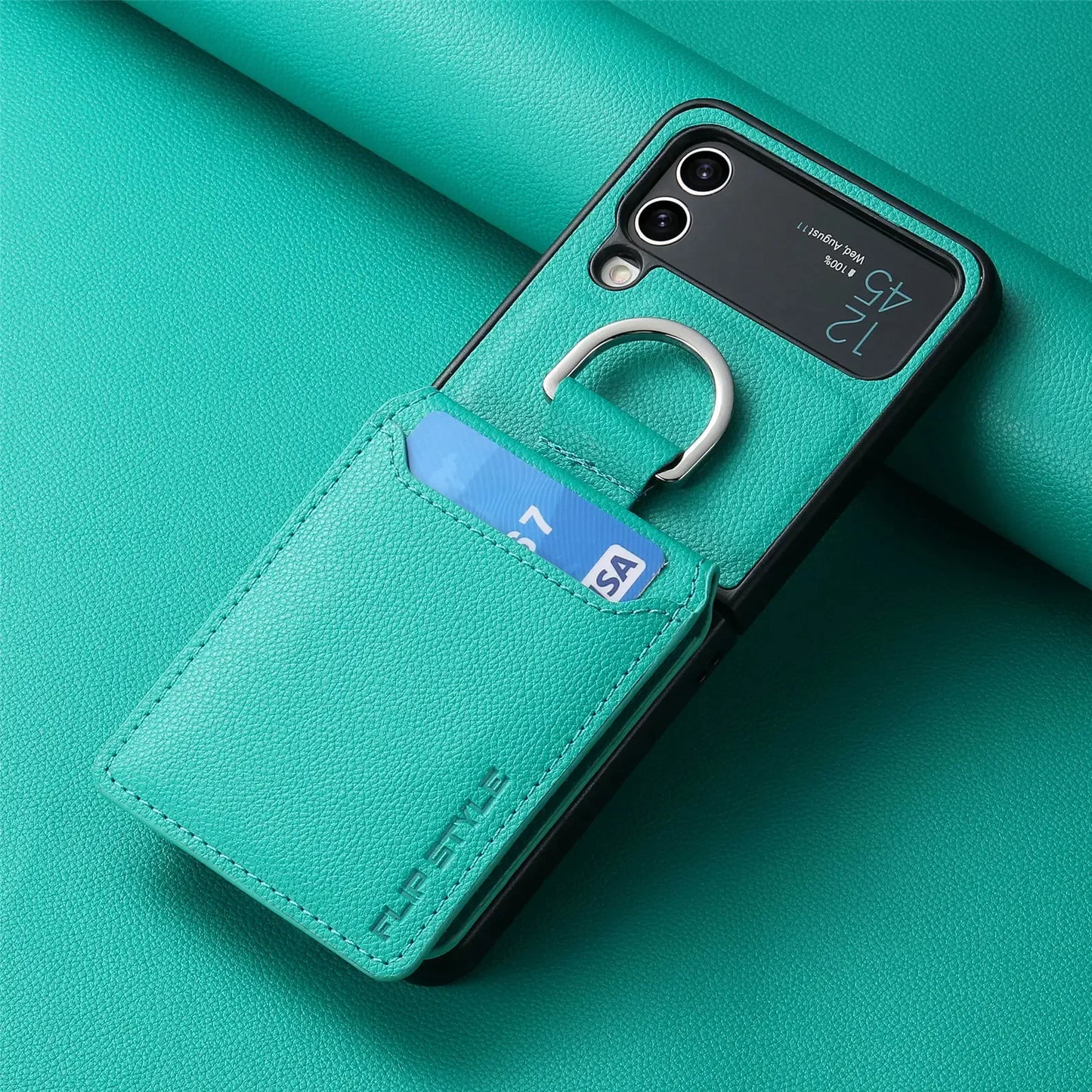 multifunction Card Slot Lychee leather Phone Case for Samsung Z Flip 6 5 4 3