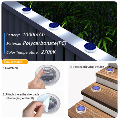 Solar Powered LED Outdoor Deck Lights IP68 Waterproof Automatic On/Off