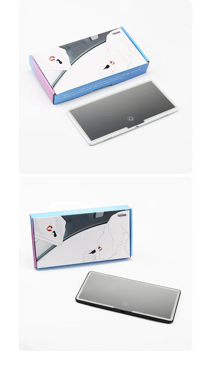 Car Sun Visor Makeup Mirror LED Light Touch Screen Adjustable Brightness Auto