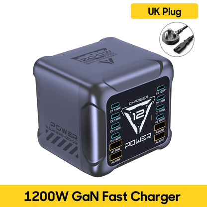 1200W USB C Charger, GaN PD3.1 140W 100W PPS Fast Charging Station