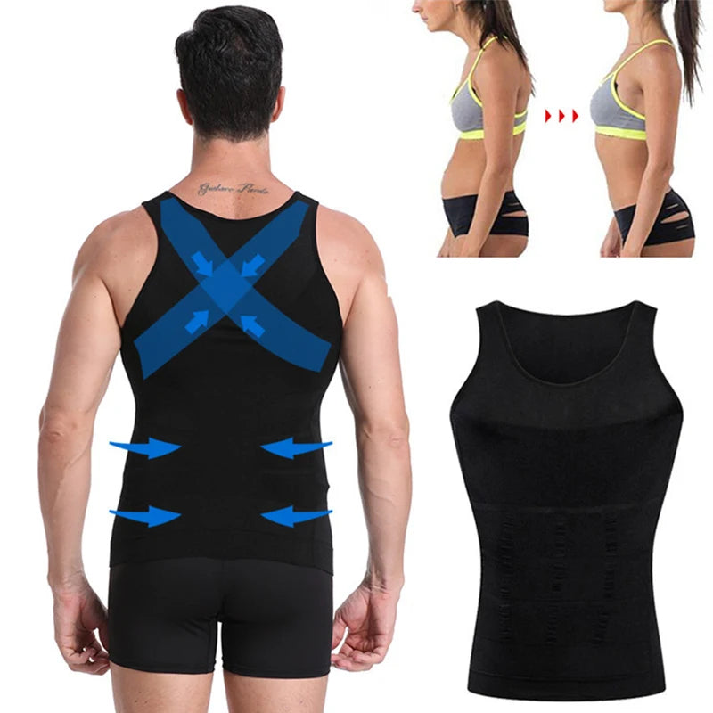 Men's Shapewear Slimming Body Corset Vest Shirt Compression Abdomen