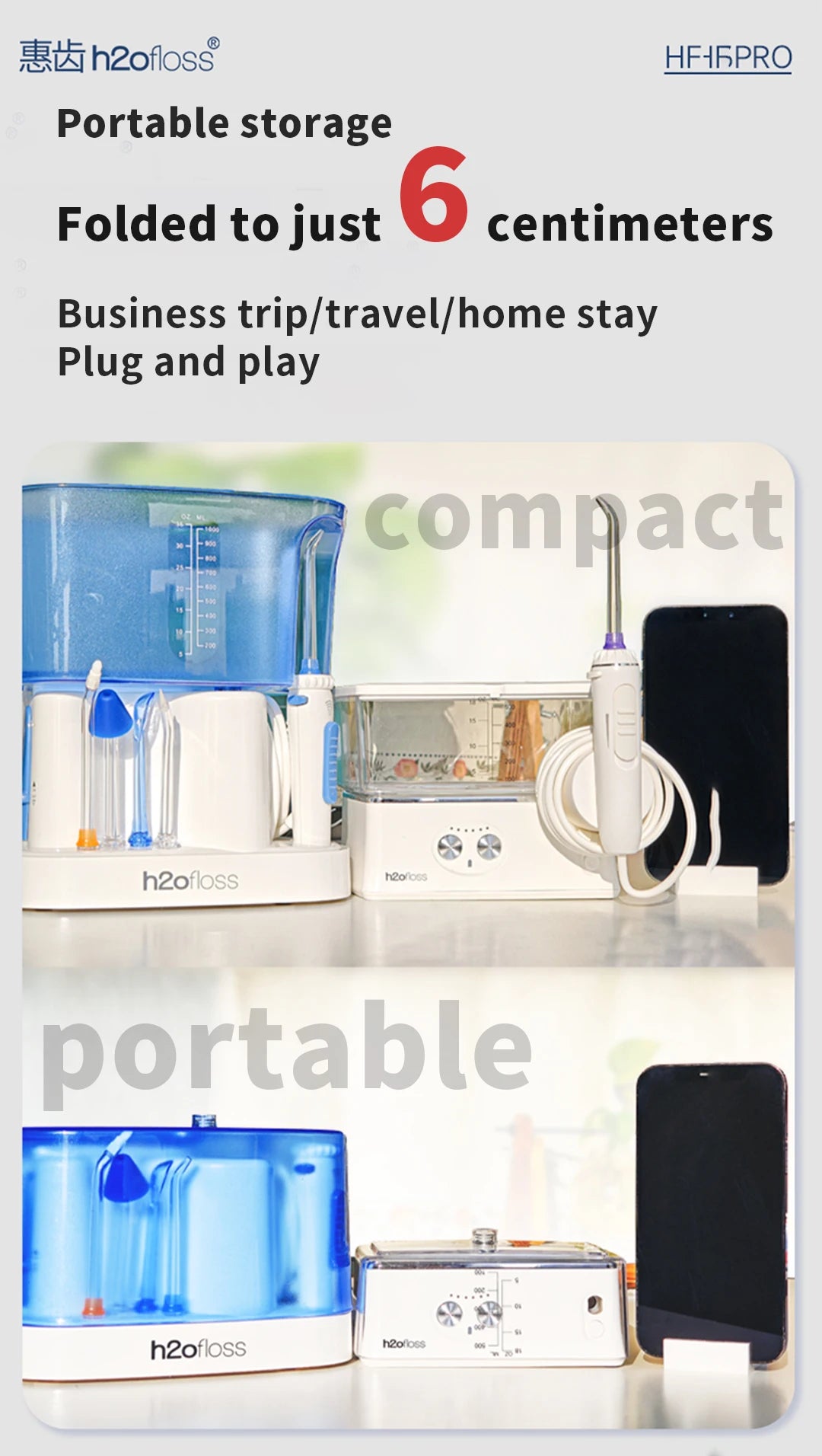 H2ofloss Tabletop Portable Water Flosser for Teeth Dental Oral Irrigator
