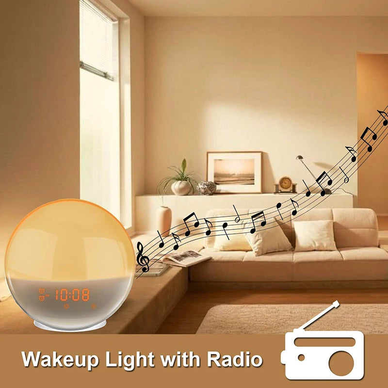 Sunrise Alarm Clock Wake Up Light Clock Sunrise/Sunset Simulation Digital Clock