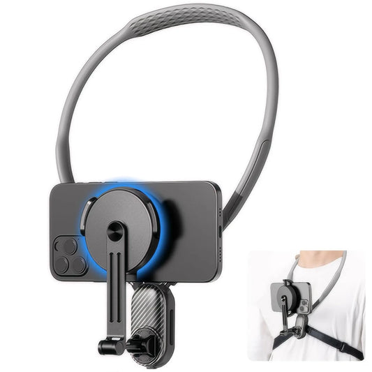Suporte magnético para telefone POV com suporte para pescoço para gravação de vídeo