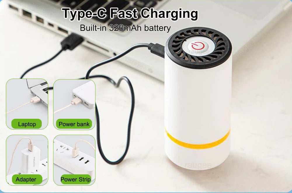 Mini bomba de aire eléctrica recargable para bolsa sellada al vacío para conservar alimentos frescos