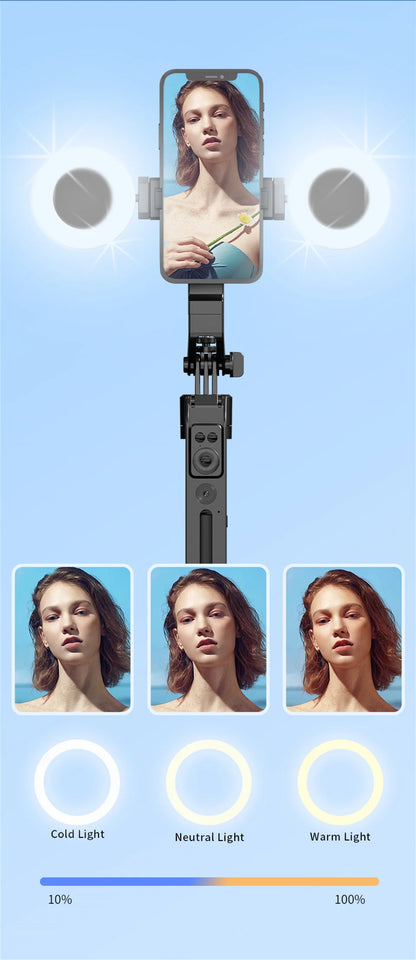 COOL DIER C12 AI Tracking gimbal Trípode Estabilizador de cardán Palo selfi inalámbrico plegable