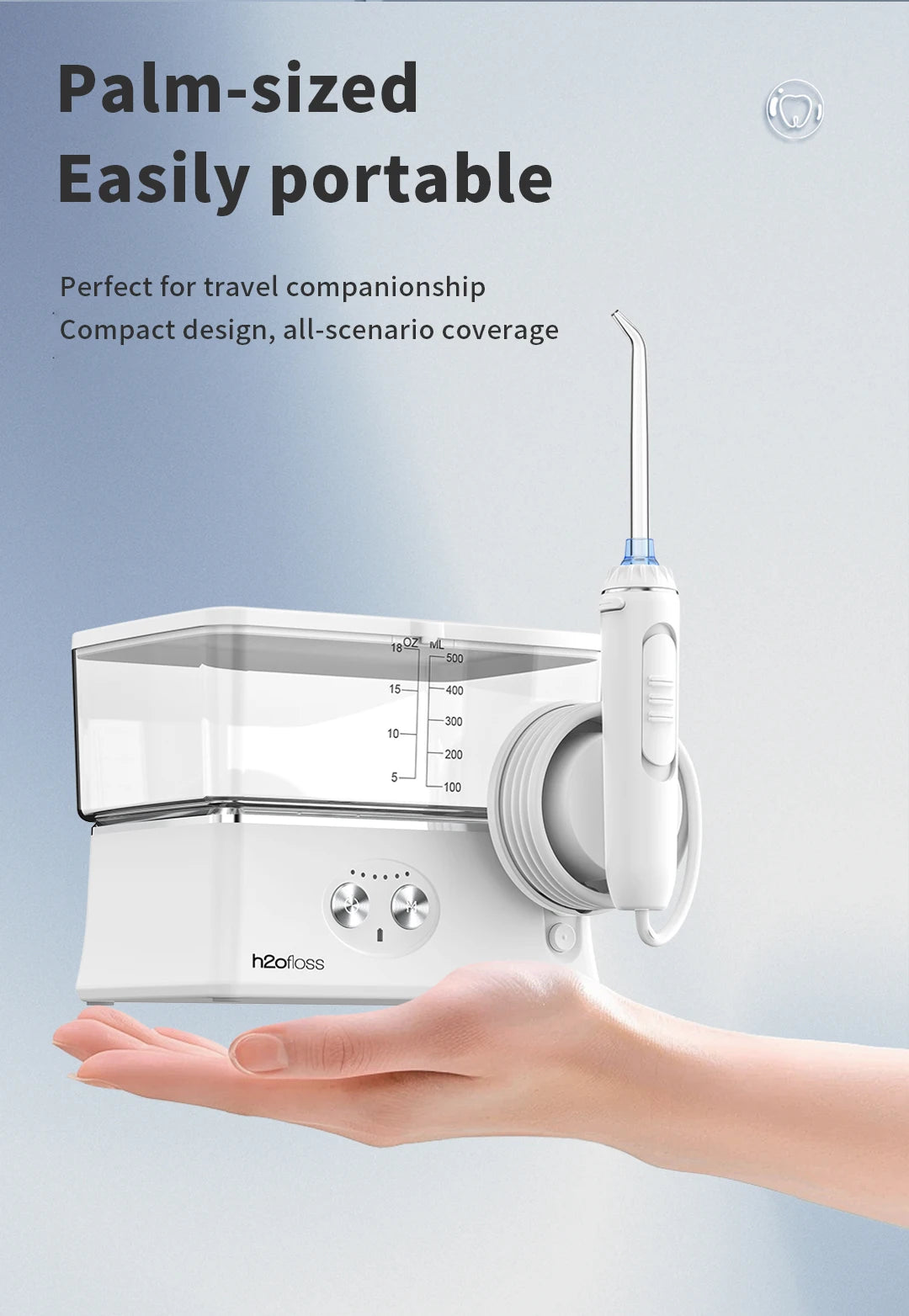 H2ofloss Tabletop Portable Water Flosser for Teeth Dental Oral Irrigator