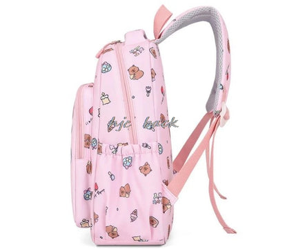 3Pcs/set Capybara Print Backpack Lunch Bag with Pencilcase Colorful Patterns Boys Girls