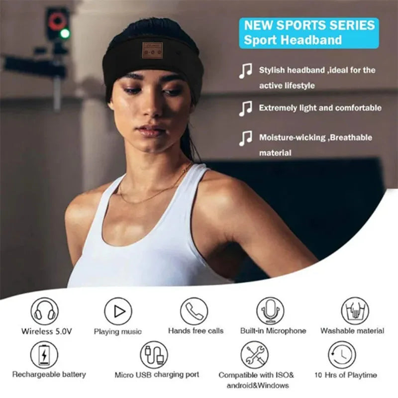 HYE Auriculares Bluetooth Deportivos Diadema Elástica Inalámbricos Música