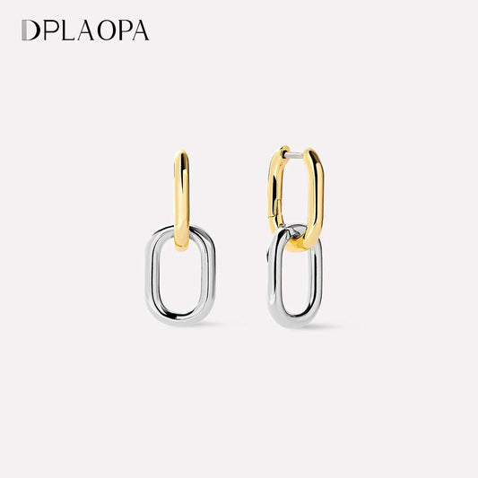 DPLAOPA 925 Sterling Silver Gold Two Irregular Circle Piercing Hoop Earrings