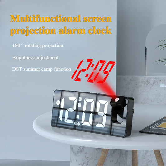 Despertador de projeção multifunções com carregamento USB e ecrã grande