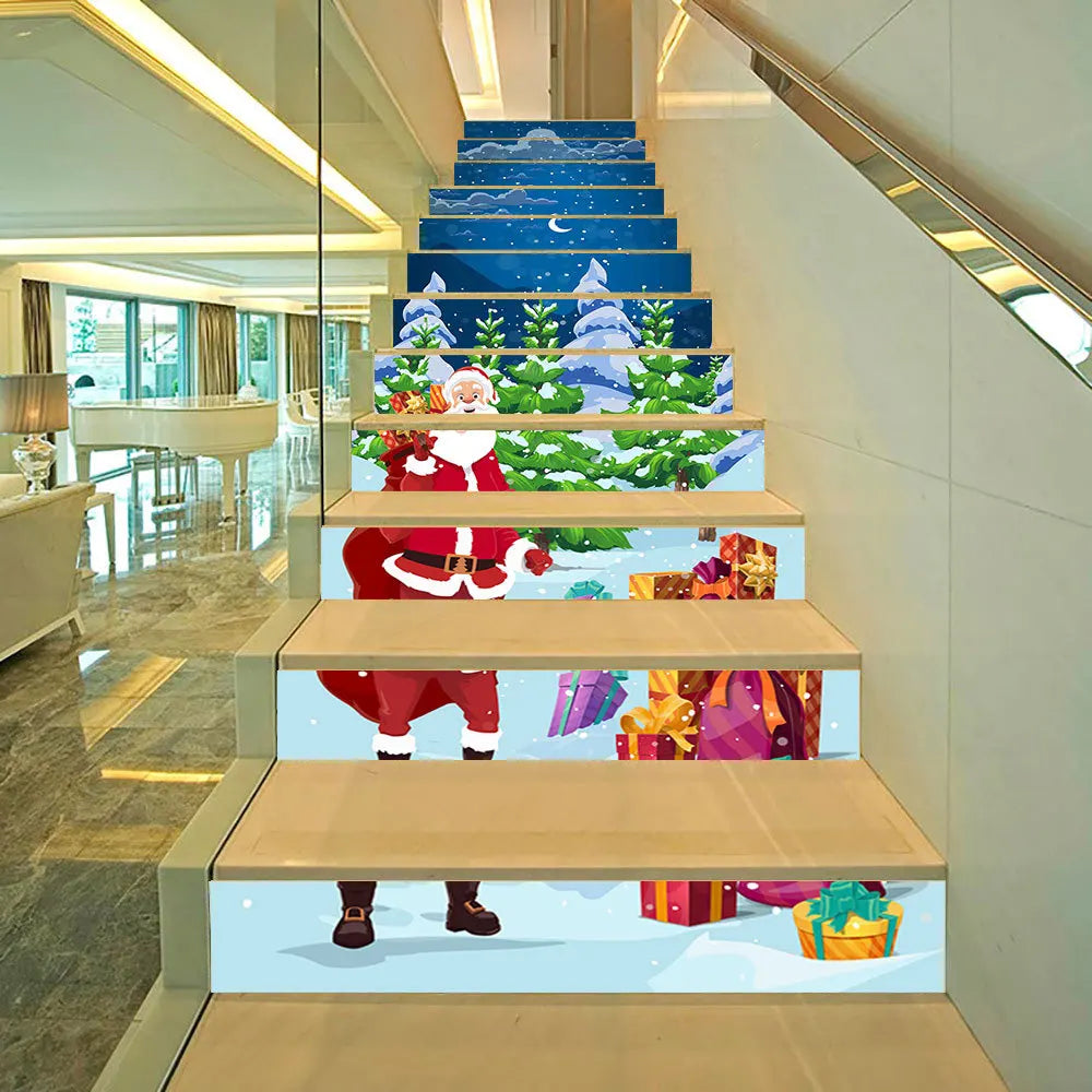 6PCS Christmas Staircase Background Cloth Xmas decoration 2025 Xmas
