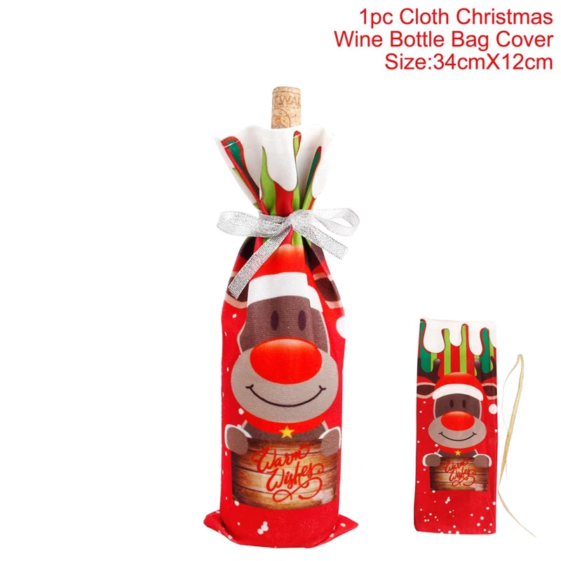 Christmas Wine Bottle Cover Merry Christmas Decoration For Home