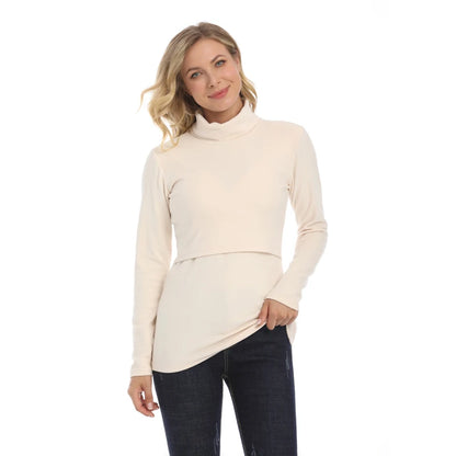 Autumn Winter Maternity Clothes Turtleneck Warm Long Sleeve
